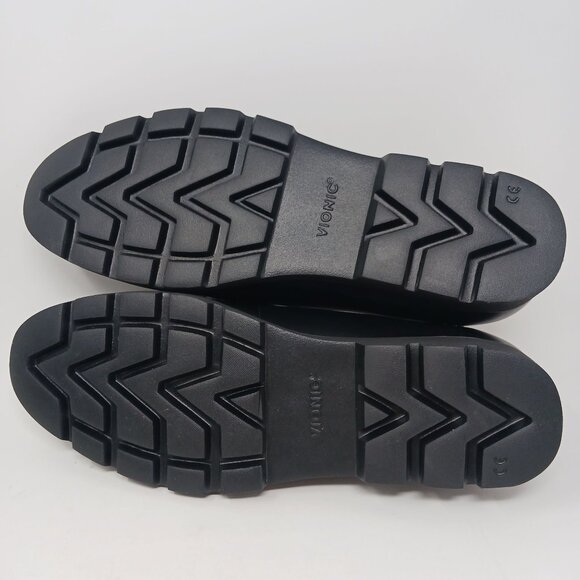 NEW Vionic Cheryl II Nappa Leather Black Loafers Size 12W Lug Sole Penny Loafers - Picture 9 of 11